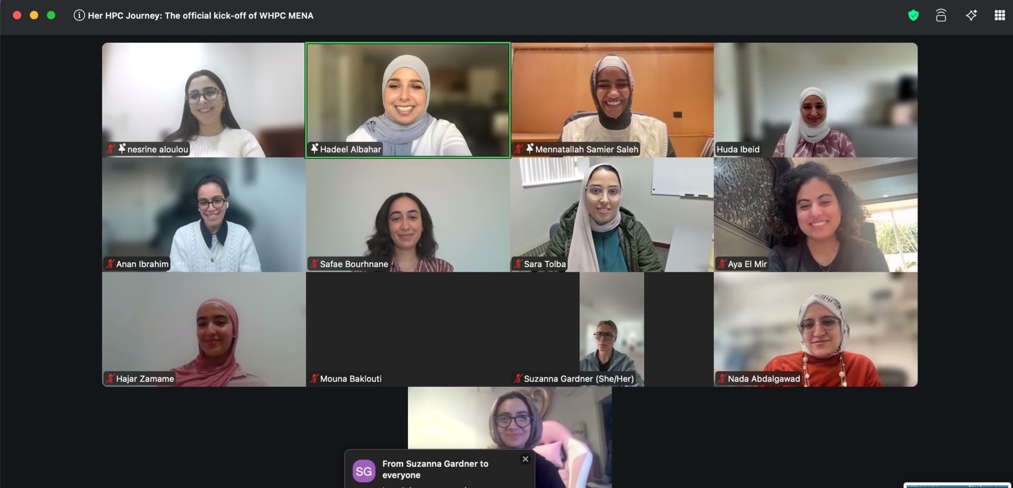 Panellists, founders and attendees of the Her HPC Journey webinar on a video call